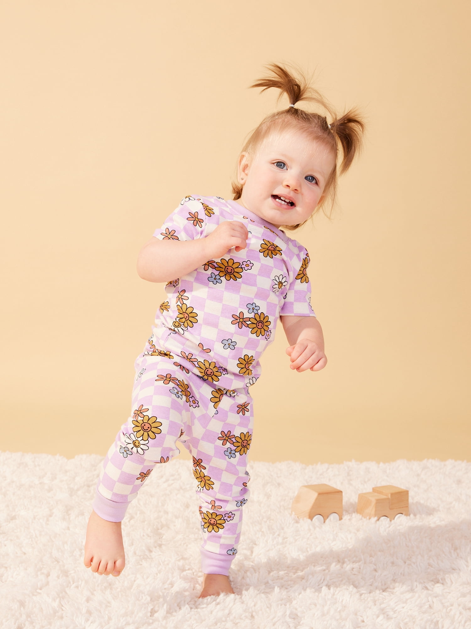 Little Star 100% Organic Cotton 4Pc Toddler Girl Snug Fit Pajamas
