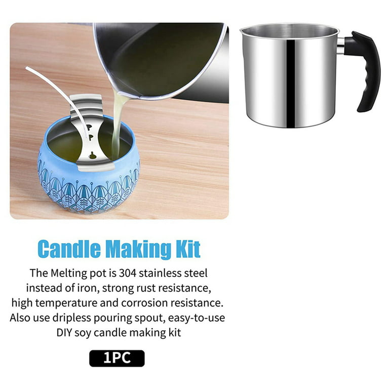 2x Candle Making Pouring Pot, 44 oz Double Boiler Wax Melting Pot, Candle Making Pitcher, Heat-Resistant Handle, Silver