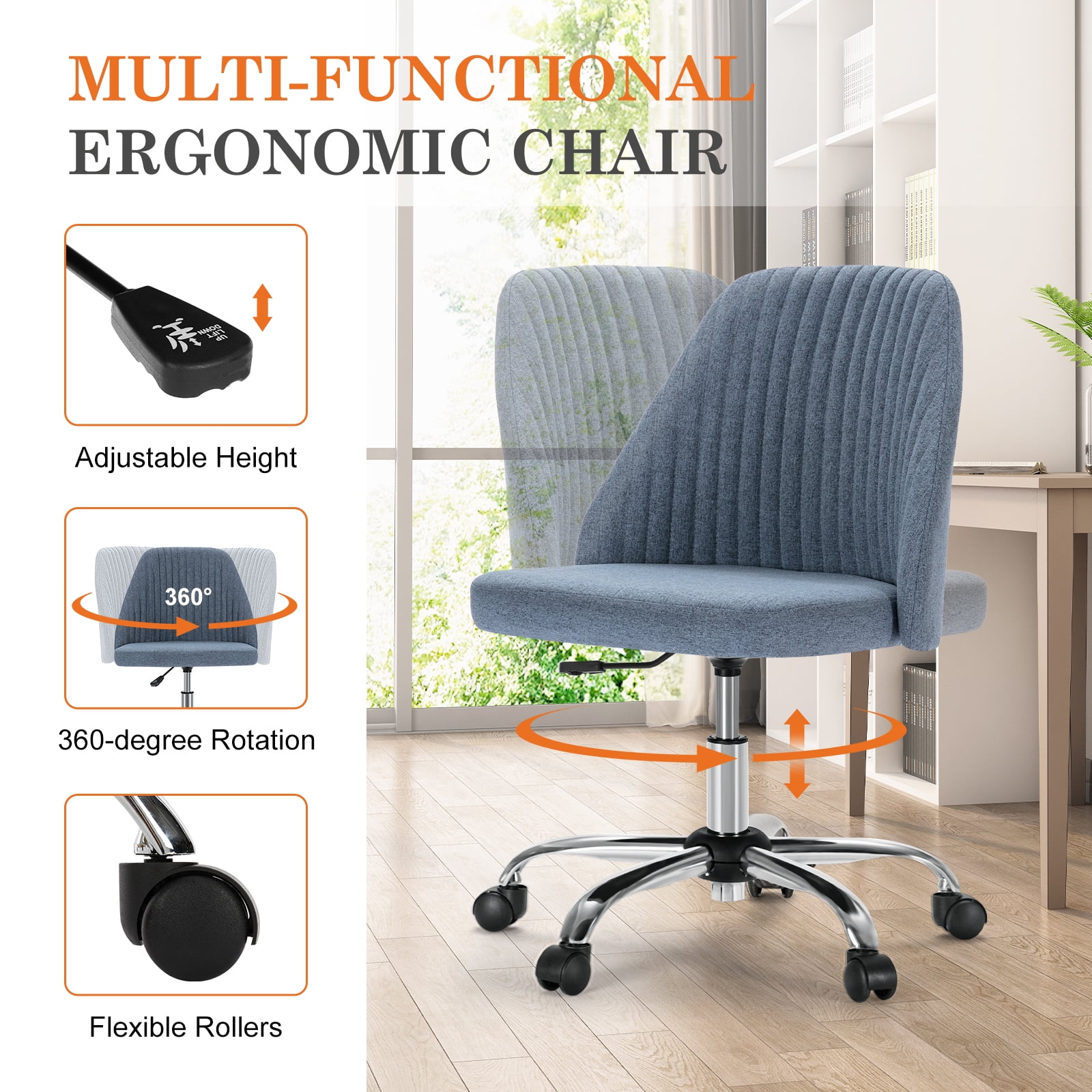 MAYEERTY Ergonomic Office Chair, High Back Adjustable Computer Desk Chair with Lumbar Support, 275lb, Black