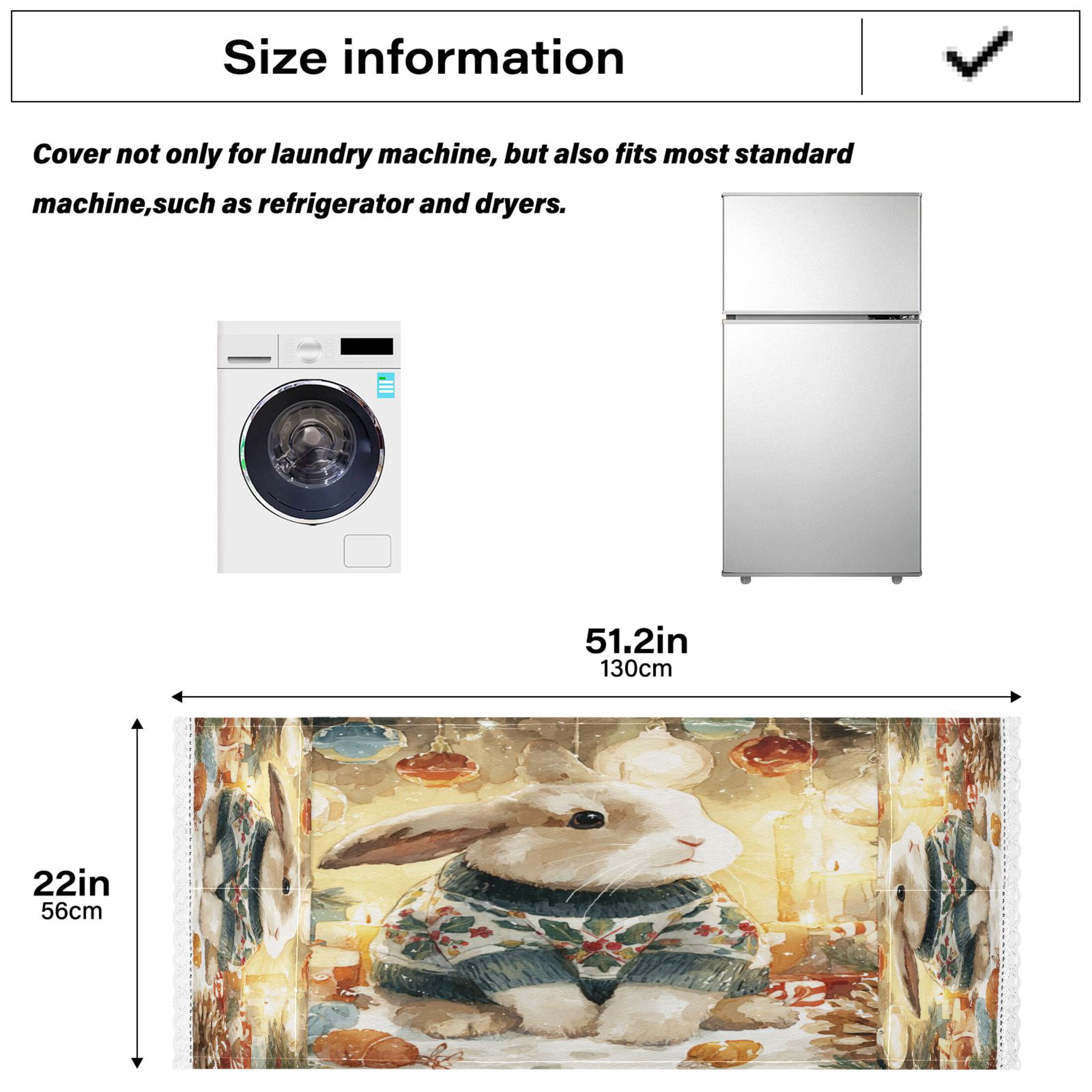 Wobogo Festive Rabbit Washing Machine Cover Dustproof Washer Dryer Cover Waterproof Laundry Room Decorative Protector