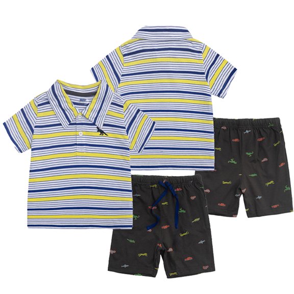 KYAIGUO Toddler Kids Boys Summer Stripes Shorts Set 2PCS Short Sleeve Casual T-Shirt Shorts with Pocket for 3-8 Years Old