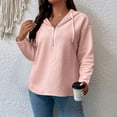 thumbnail image 5 of BiZtdJrK Womens Waffle Knit Hoodies 1/4 Zip Drop Shoulder Long Sleeve Pullover Tops Drawstring Loose Hooded Sweatshirt Pink XL, 5 of 10