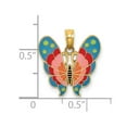 thumbnail image 2 of 14k Gold Butterfly Angel Wings With Blue Enamel and Pink Accents Charm 20.7x16.8mm Wide Pendant Necklace for Women, 2 of 2