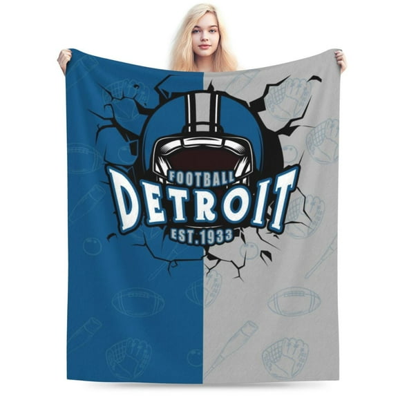 Detroit Football Throw Blanket, Soft Lightweight Plush Warm Blankets For Men And Women, Sports Fan Gifts Bed Tapestry For Sofa, Travel 50"X40"