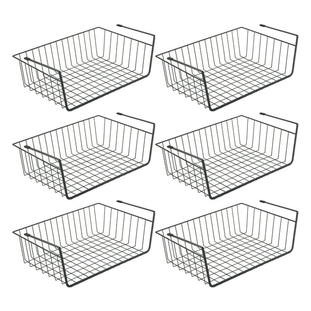 GENIYA Under Shelf Basket, 6PCS Hanging Storage Basket for Pantry