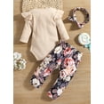 thumbnail image 5 of Dooleck Infant Girl Clothes Ribbed Outfit Ruffle Bodysuit Halen Pant Set Sleepwear, 5 of 8