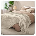 thumbnail image 2 of Textured Fleece Microplush Blanket - Extra Long - Lightweight Throw for Bed, Sofa, Couch, Movie Night, Camping, and Travel - Ultra Soft Warm Blanket (Twin/Twin XL, Ribbed Oyster), 2 of 7