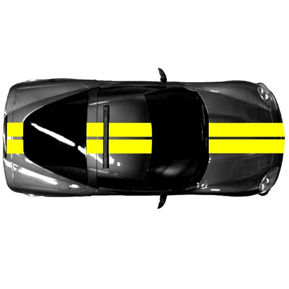 Clausen's World 9" Double Center Racing Stripes Vinyl Decal - Compatible with Chevy Corvette C6