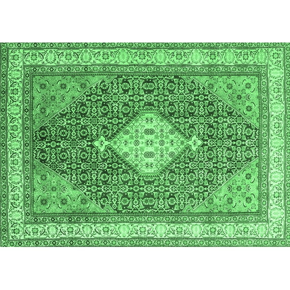 Ahgly Company Indoor Rectangle Persian Emerald Green Traditional Area Rugs, 4' x 6'