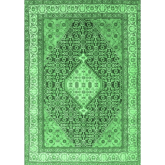 Ahgly Company Indoor Rectangle Persian Emerald Green Traditional Area Rugs, 5' x 7'