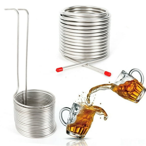Flkoendmall Wort Chiller, Beer Brewing Equipment Cooling Coil Pipe Beer Making Kit Home Brewing