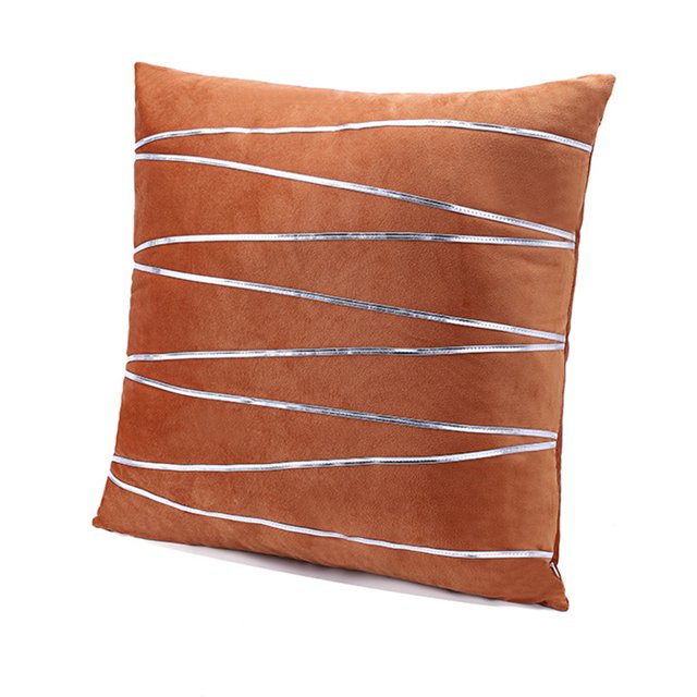 Funda de cojín, funda de cojín con borde plateado, almohada de viaje para oficina en casa, almohada cuadrada