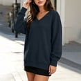 thumbnail image 5 of BUIGTTKLOP Sweatshirts for Women Oversized Long Sleeve Shirts V Neck Side Slit Pullover Cozy Tops Fall Winter Fashion Outfits, 5 of 8