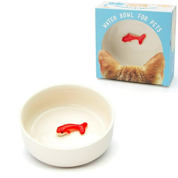 Suck UK Cat Bowls | Ceramic Fish Bowl for Pet | Novelty Gift White