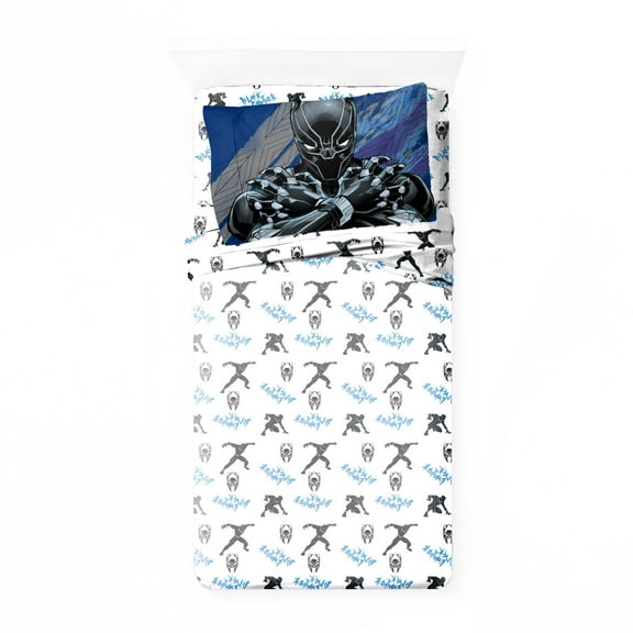 Marvel Black Panther Legend 4 Piece Full Sheet Set, 100% Microfiber