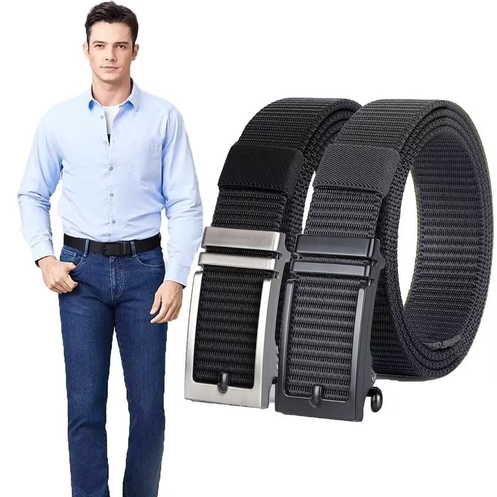 Ratchet Belts for Men, 2 Pack Nylon Golf Belts for Men Adjustable Mens
