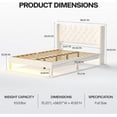 thumbnail image 3 of Full Bed Frame with LED Lights, Upholstered Velvet Platform Bed Frames with Button Tufted Wingback Headboard & Footboard - Wooden Slats Support, No Box Spring Needed, Beige, 3 of 6