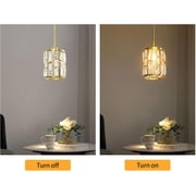 2 Pack Gold Crystal Shade Hanging Kitchen Island Modern Pendant Light, Adjustable Hanging Lamp Fixture for Dining Room, Bar, E26 Socket Dimmable