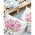 thumbnail image 2 of Pack of 2 Outdoor Pillow Covers, Myosotis Forget Me Not Flower in Glass Bottle Pink Plaid Waterproof Square Throw Pillowcase Cushion Decorative Pillow Covers for Couch Patio Tent, 24x24 in, 2 of 6
