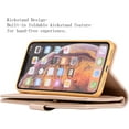 thumbnail image 3 of Wallet Case for iPhone Xs iPhone X,Magnetic Handbag Zipper Pocket PU Leather Flip with 9 Card Slots and Wrist Strap Folio TPU Inner Stand Case for iPhone Xs/iPhone X - Gold, 3 of 14