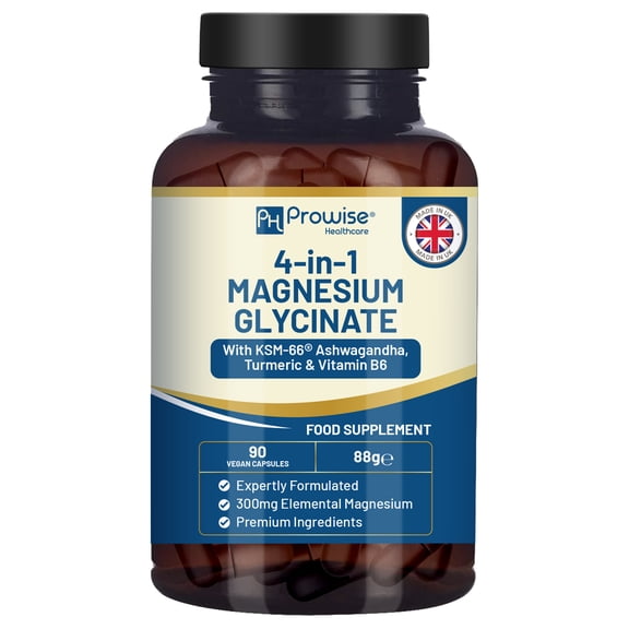 4-in1 Magnesium Glycinate with KSM-66 Ashwagandha Turmeric & Vitamin B6
