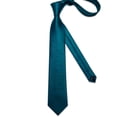 thumbnail image 6 of Turquoise Ties for Men Plaid Checkered Teal Tie Set Silk Necktie Pocket Square Handkerchief Cufflinks Lapel Pin Tie Clip, 6 of 6