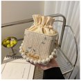 thumbnail image 1 of Zhuge Bolso de hombro tejido para mujer, bolso de mano tejido, bolso de mano tejido elegante para playa de verano, bolsos de hombro de 4,33 x 4,72 x 4,33 pulgadas (blanco F), 1 of 5