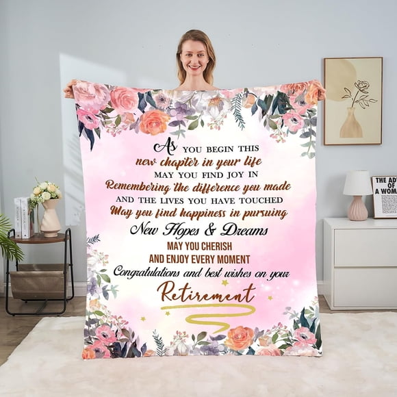 LHSHID Retirement Gifts for Women Retirement Blanket Happy Retirement Retirement Gifts for Retired Coworker Teacher Nurse Suitable for All Season 50x60in