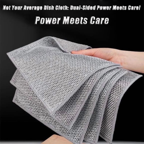 5-Pack Non-Scratch Wire Mesh Dishcloths – Double-Sided Stainless Steel & Fabric Kitchen Cleaning Cloths for Wet & Dry Use, Reusable Heavy-Duty Scrubbing Pads, Safe for Cookware & Counters