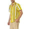 thumbnail image 4 of INSPIRE CHIC Men's Summer Striped Short Sleeves Beach Hawaiian Shirt 2XL Bright Yellow, 4 of 6
