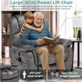 thumbnail image 3 of MEETWARM Large Dual Motor Power Lift Chair with Extended Footrest for Big Tall Elderly, Infinite Position Lay Flat Lift Electric Recliner, Heat Massage, Lumbar Pillow, USB & Type-C Ports, Plush Gray, 3 of 9
