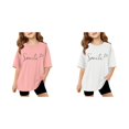 thumbnail image 1 of (2-Pack) Rinsvye Kids Short Sleeve Letter Design T Shirt Comfortable Tops And Girls Everyday Wear Durable Lightweight Apparel, 1 of 6