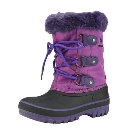 

Dream Pairs Boys & Girls Faux Fur-Lined Ankle Winter Waterproof Snow Boots Forester Purple Size 4
