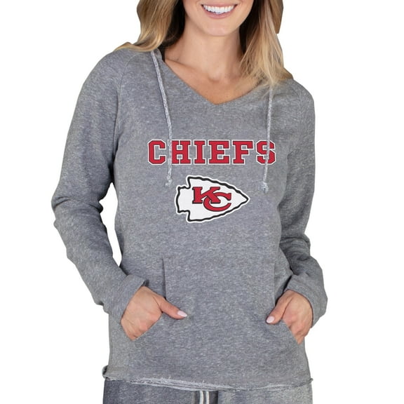 Women's Concepts Sport Gray Kansas City Chiefs Mainstream Tri-Blend Raglan Hoodie V-Neck Top