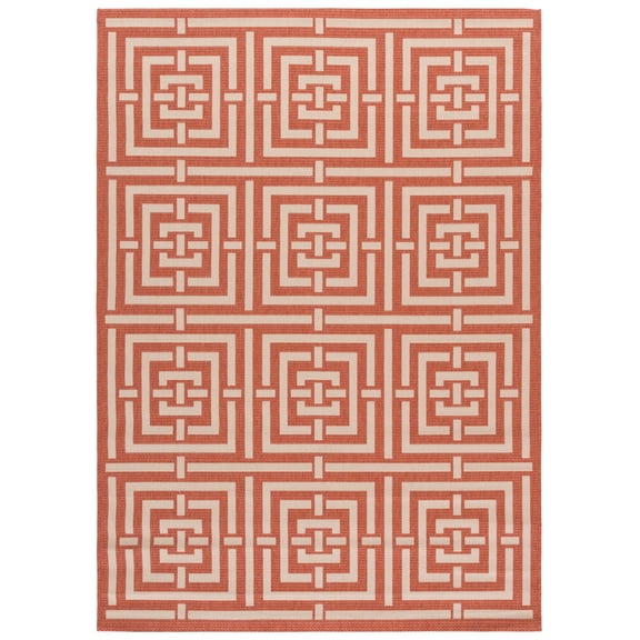 Safavieh Courtyard Ariana Geometric Indoor/Outdoor Area Rug, Terracotta/Cream, 5'3" x 7'7"