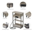 thumbnail image 4 of Narrow Side Table with Charging Station, 3 Tier Slim End Table with Storage Shelf for Small Spaces, 21.6 Inch Height Thin Tables Small Nightstand Magazine Rack for Living Room,Oak, 4 of 9