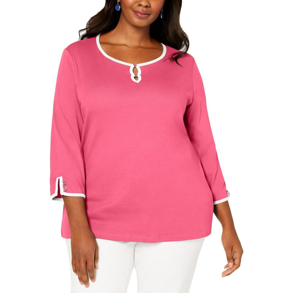Karen Scott Karen Scott Womens Plus Cotton Tee Casual Top Walmart