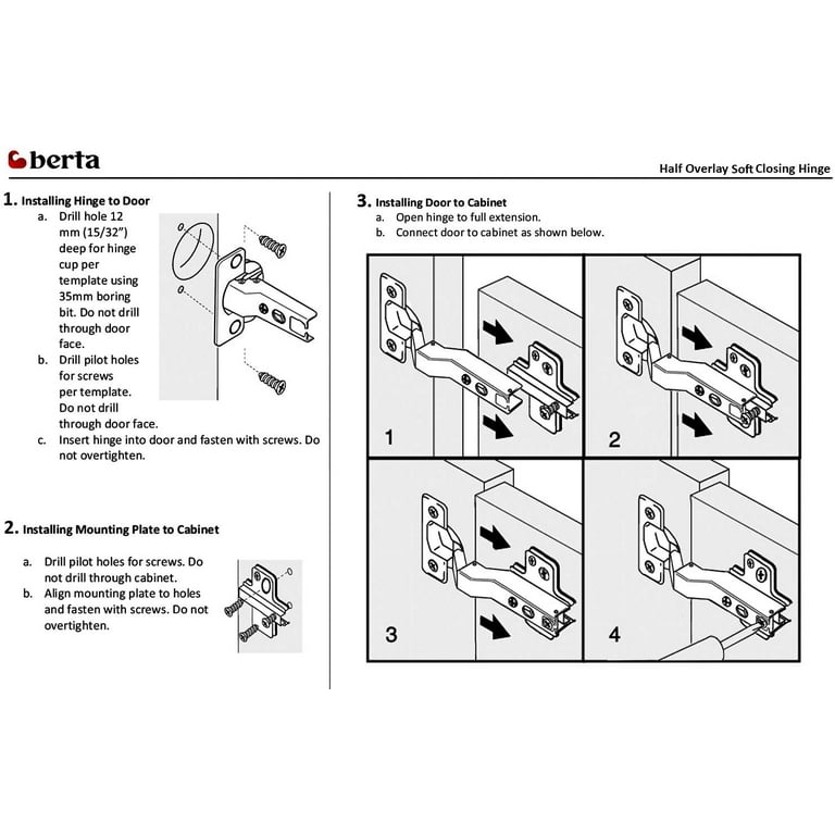 105-Degree 35 mm Half Overlay Frameless Cabinet Hinges with Installation Screws (1-Pair) 105-Degree 35 mm Half Overlay Frameless Cabinet Hinges with Installation Screws (1-Pair)