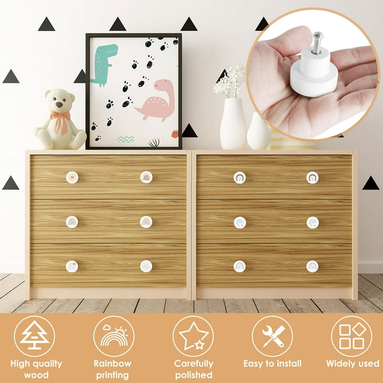 Evjurcn 8/6Pcs Drawer Knobs,Cute Wooden Dresser Pull Handle with Screws  Creative Cabinets Knobs Round Wardrobe Door Handle Colorful/Animal Drawer  Knobs for abinet Drawer - Walmart.com