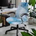 thumbnail image 2 of Renewold Marble Light Blue Computer Office Chair Cover Spandex Rotating Chair Slipcover Dustproof Stain Resistant High Back Computer Chair Cover for Dogs Cats, S, 2 of 7