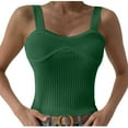thumbnail image 5 of Wycnly Womens Tank Tops Comfy Knitted Ribbed Sexy Slim Fit Vest Tops Summer Fashion Solid V-Neck Sleeveless Shirts Blouse Green l, 5 of 7