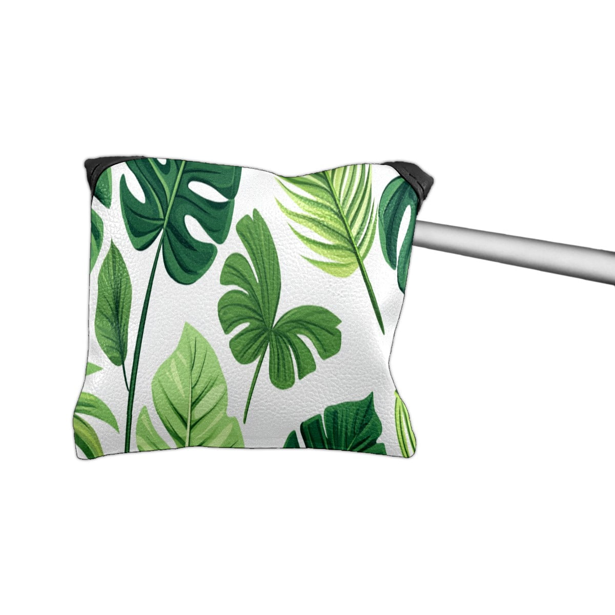 Golf Mallet Putter Cover Premium Leather Waterproof Golf Putter Head Cover with Magnetic Closure Green Leaves