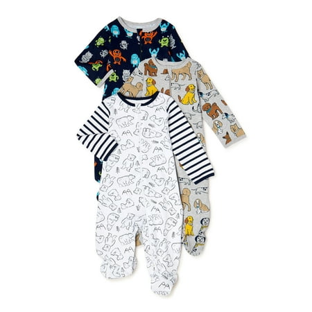 

Wonder Nation Newborn Baby Boy Sleep and Play Pajamas 3 Pack Preemie-6/9 Months