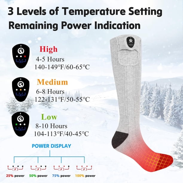 Chaussettes Chauffantes Électriques Avec Application – Batterie 5000mAh, Rechargeables, 4 Niveaux De Chaleur, Lavables, Idéales Ski, Randonnée, Extérieur