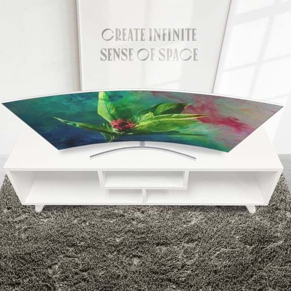 47.5" Inch Media Console TV Unit, White Color with Display Storages, Home and Office Use