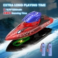 thumbnail image 4 of JoyStone RC Boat for Pools and Lakes, 2.4G 15+ MPH Fast Remote Control Boat with LED Lights, Racing Boats for Kids & Adults with 2 Rechargeable Battery, Gifts for Boys Girls (Red), 4 of 11