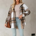 thumbnail image 5 of Guzom Womens Oversized Sherpa Lined Plaid Jacket - Khaki Mid-Length, Cotton Polyester, Fall Winter Casual Hooded Button Front,Size XL, 5 of 5