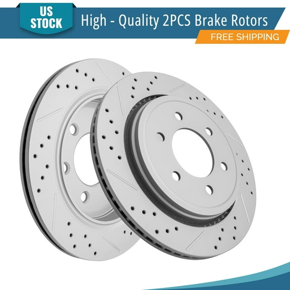 YXPCARS 2PCS Rear Brake Rotors (681951LR), Drilled & Slotted Disc Rotors Kit for 2015-2017 Ford F-150 Electronic Parking Brake