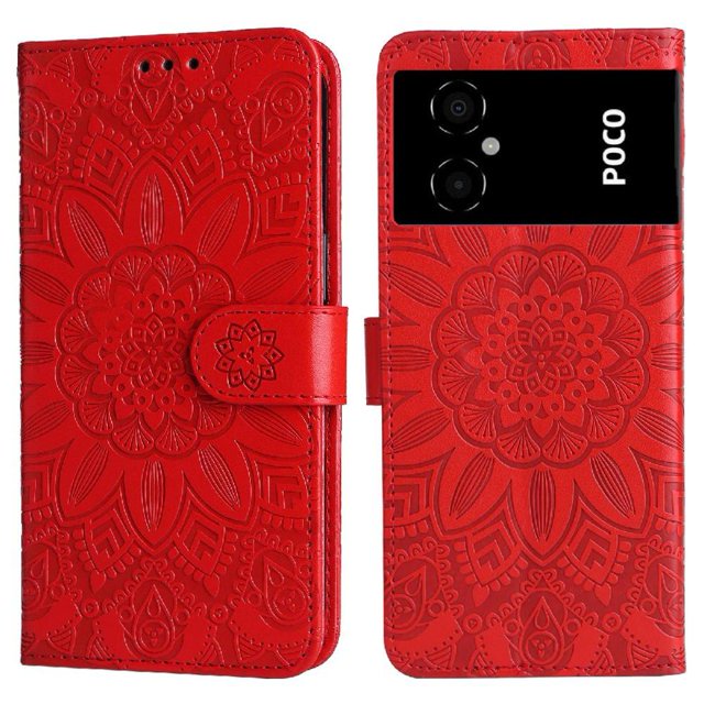 Funda tipo cartera GANGXUN para Xiaomi Poco M4 5G , diseño girasol, cuero PU, soporte, cierre magnético, tarjetero