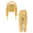 thumbnail image 3 of iixpin Kids Girls Sparkly 2PCS Hip Hop Jazz Dance Outfit Long Sleeve Tassel Jacket with Metallic Jogger Pants Gold 16, 3 of 7
